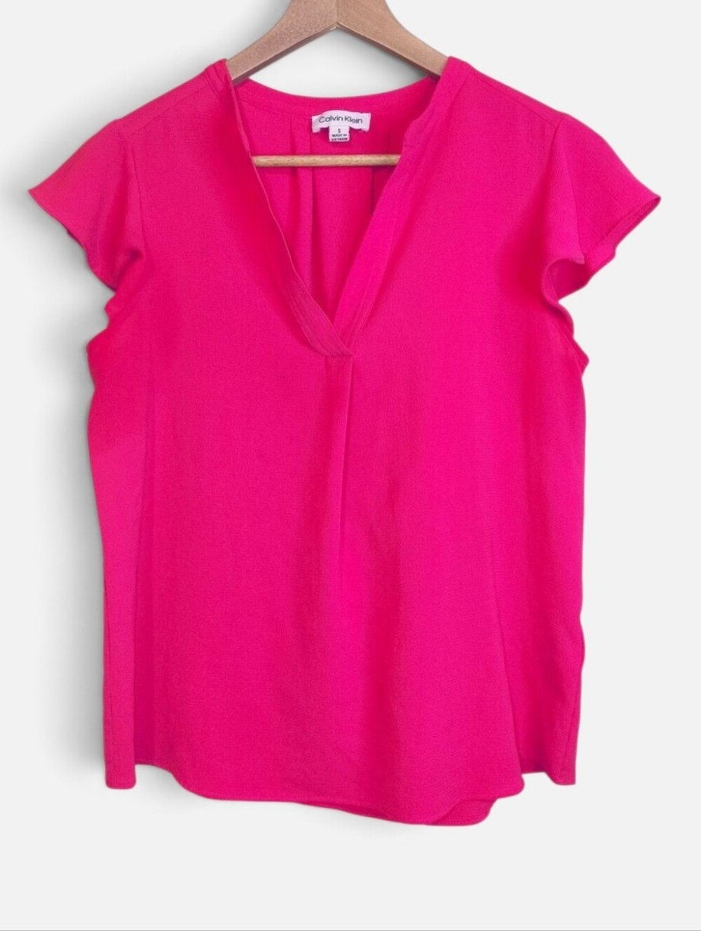 Calvin Klein Hot Pink Cap Sleeve Blouse
